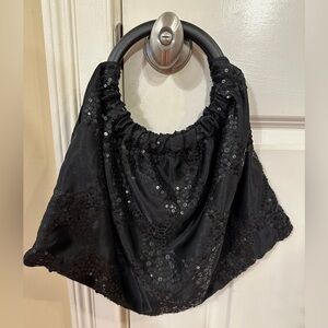 DV Collection Black Satin Sequin Evening Bag